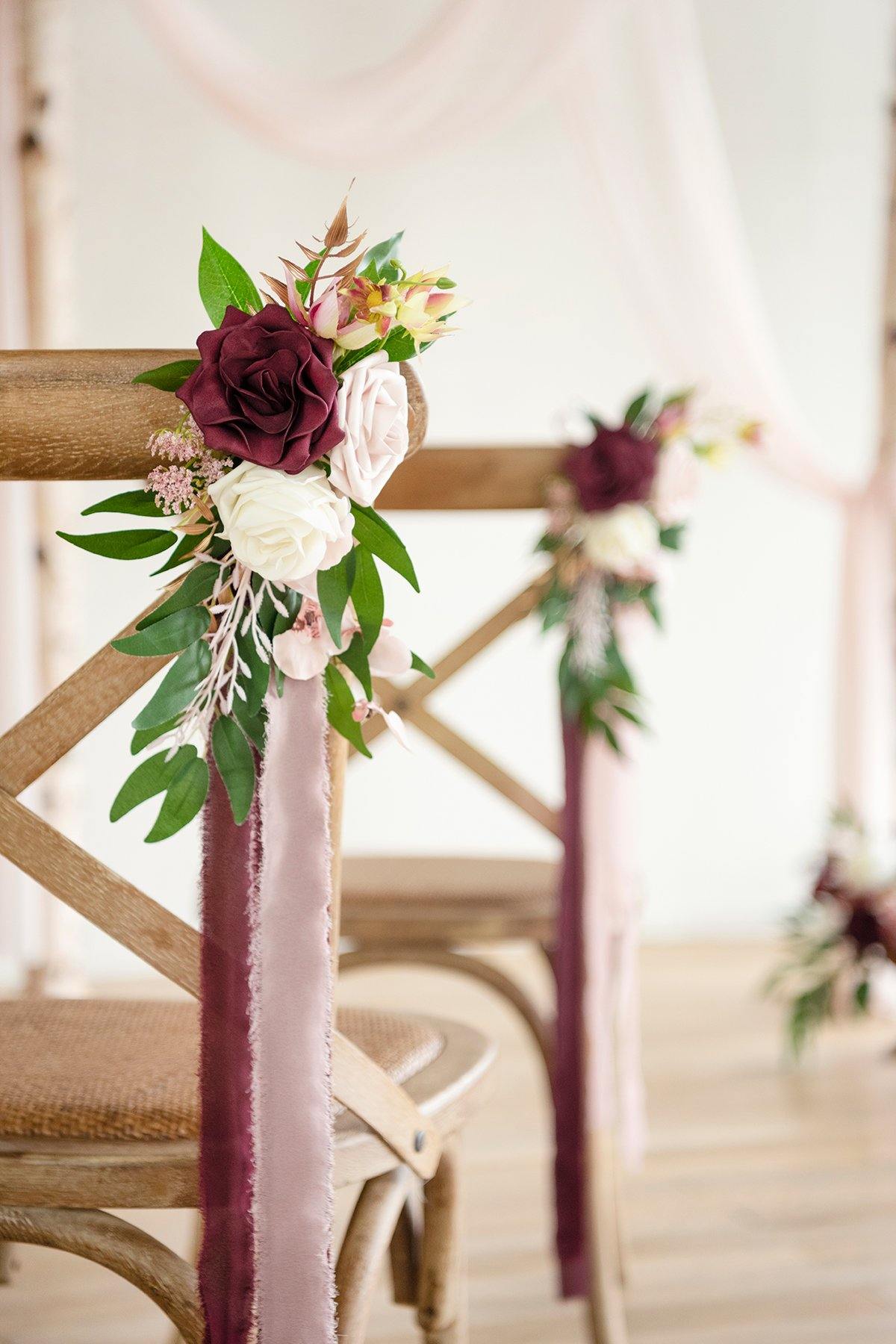Wedding Aisle Decoration Pew Flowers (Set of 8) - Marsala - lingsDev