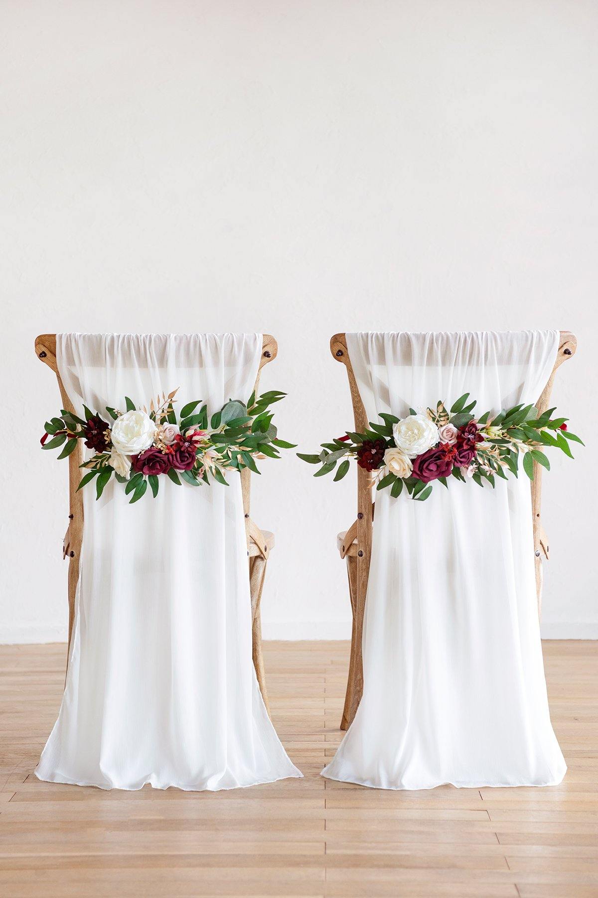 Flower Chair Decorations with Sashes (Set of 2) - Marsala - lingsDev