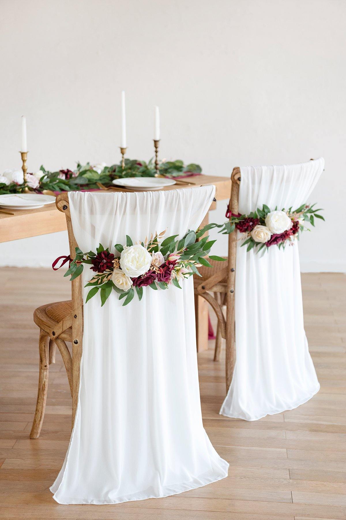Flower Chair Decorations with Sashes (Set of 2) - Marsala - lingsDev