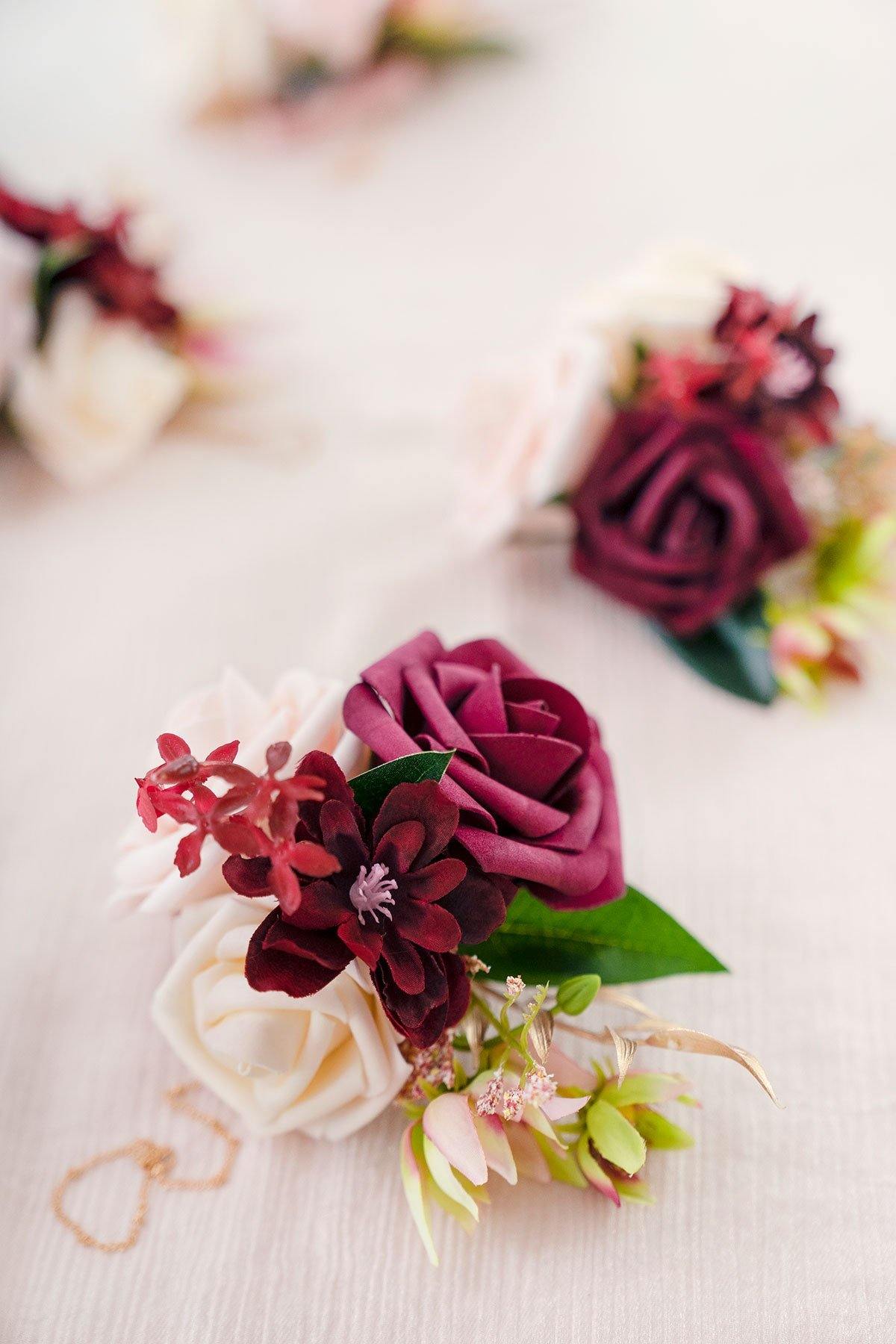 Wrist Corsages (Set of 6) - Marsala - lingsDev