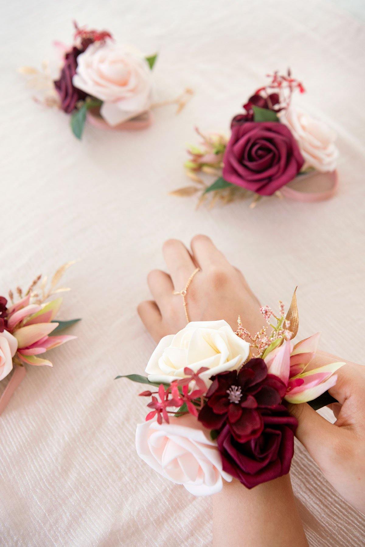 Wrist Corsages (Set of 6) - Marsala - lingsDev