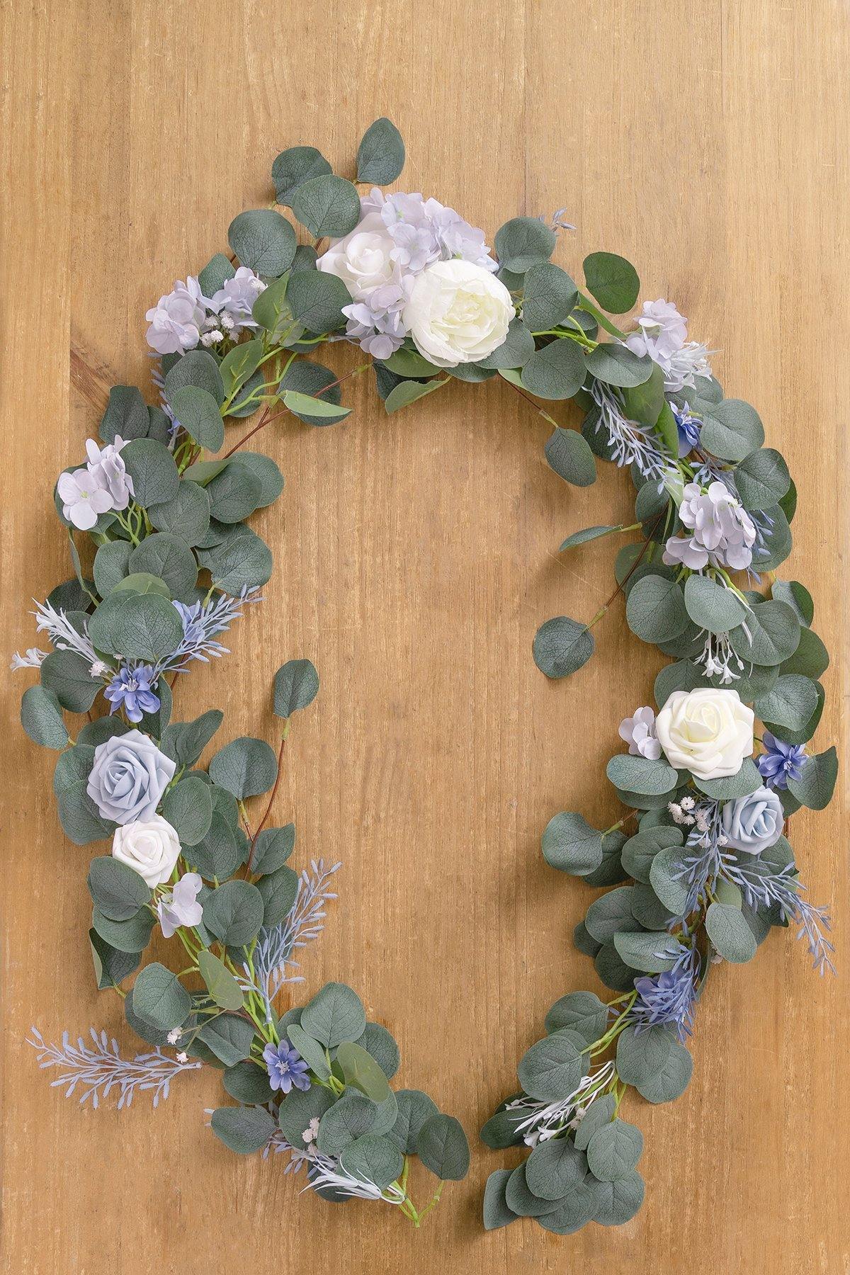 Eucalyptus Flower Garland 6.5FT - Powder Blue - lingsDev