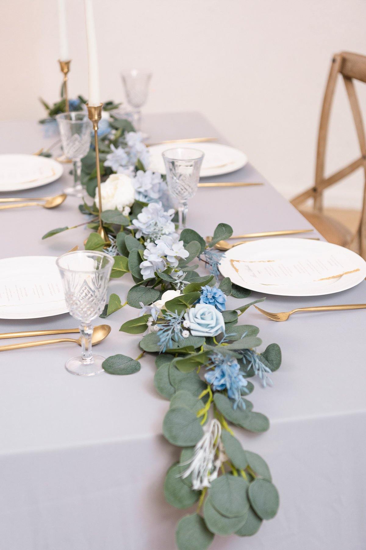 Eucalyptus Flower Garland 6.5FT - Powder Blue - lingsDev