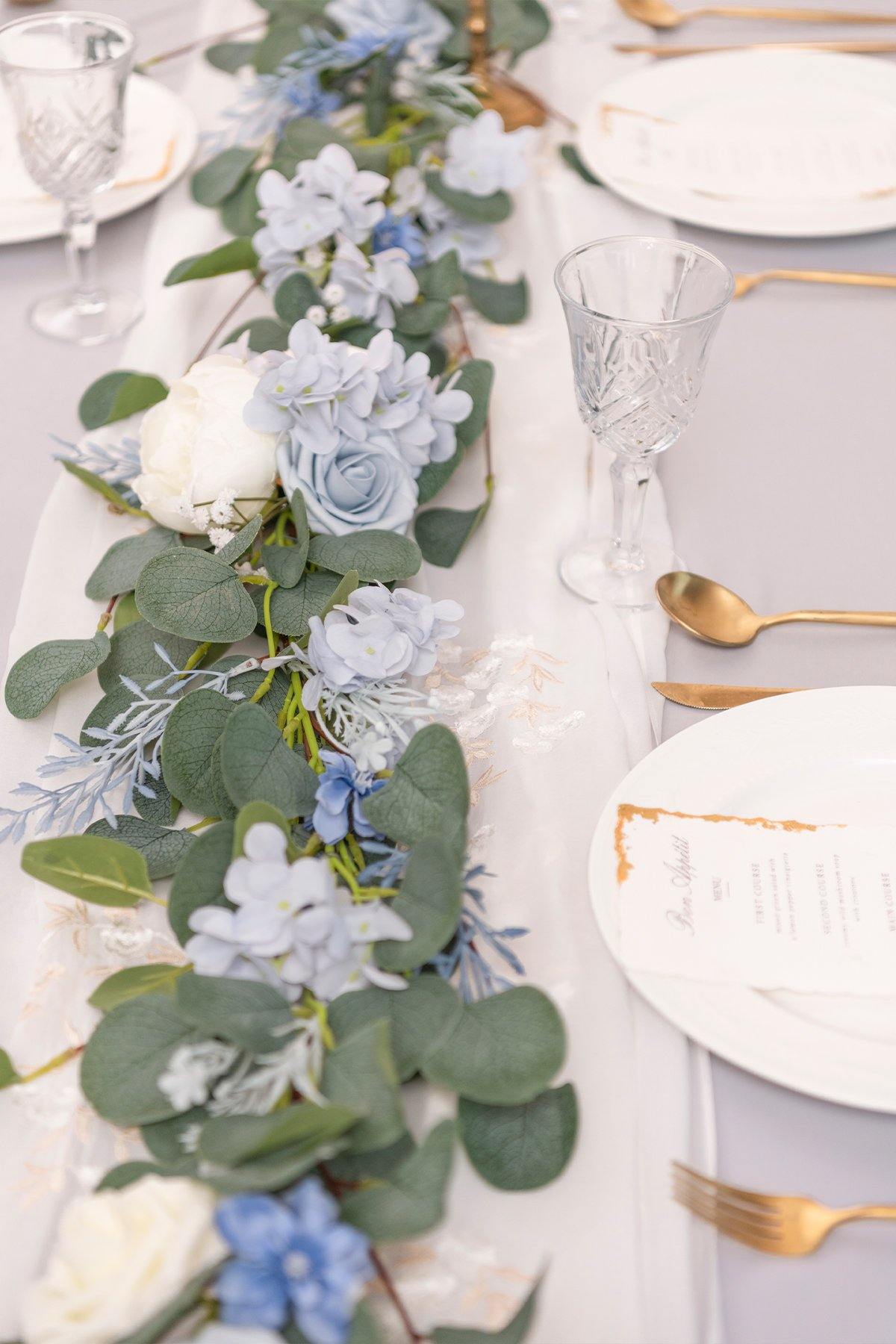 Eucalyptus Flower Garland 6.5FT - Powder Blue - lingsDev