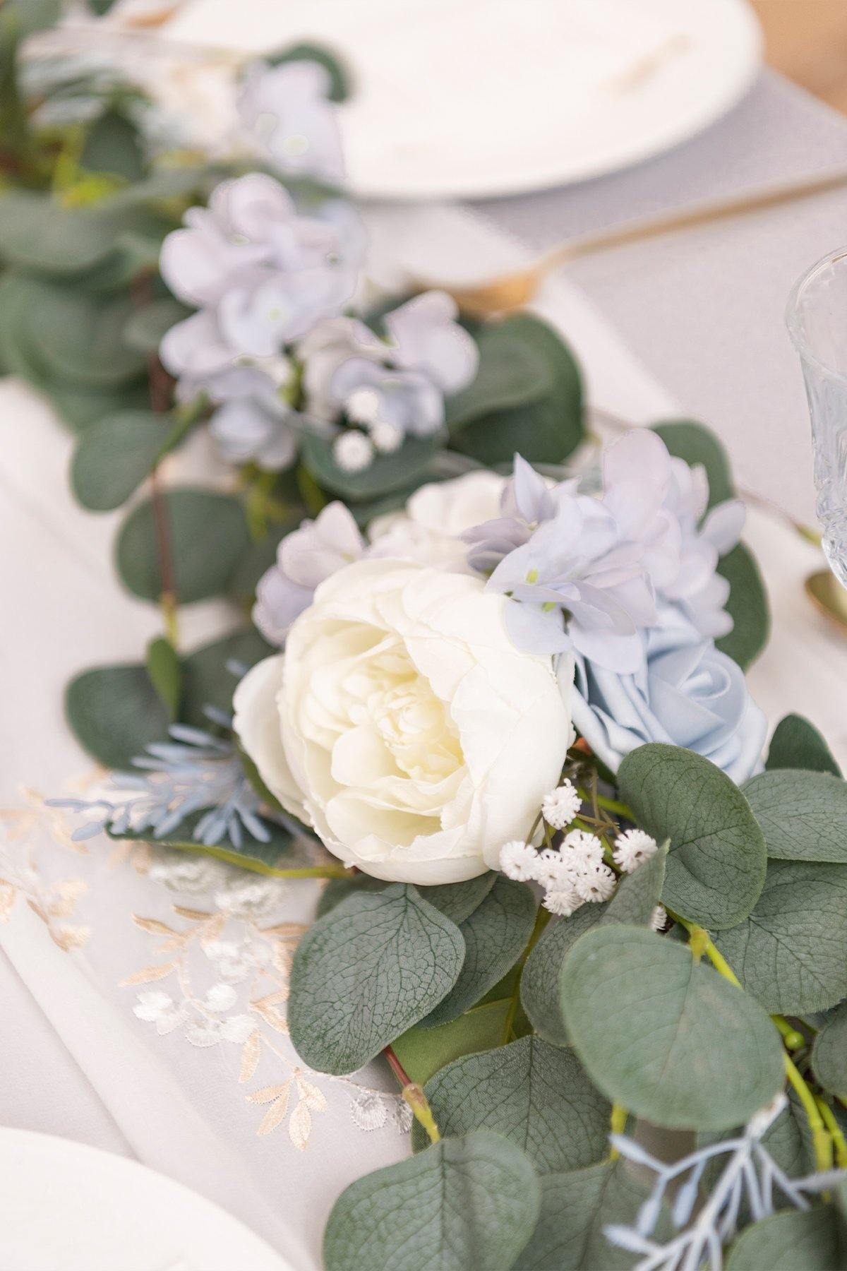 Eucalyptus Flower Garland 6.5FT - Powder Blue - lingsDev