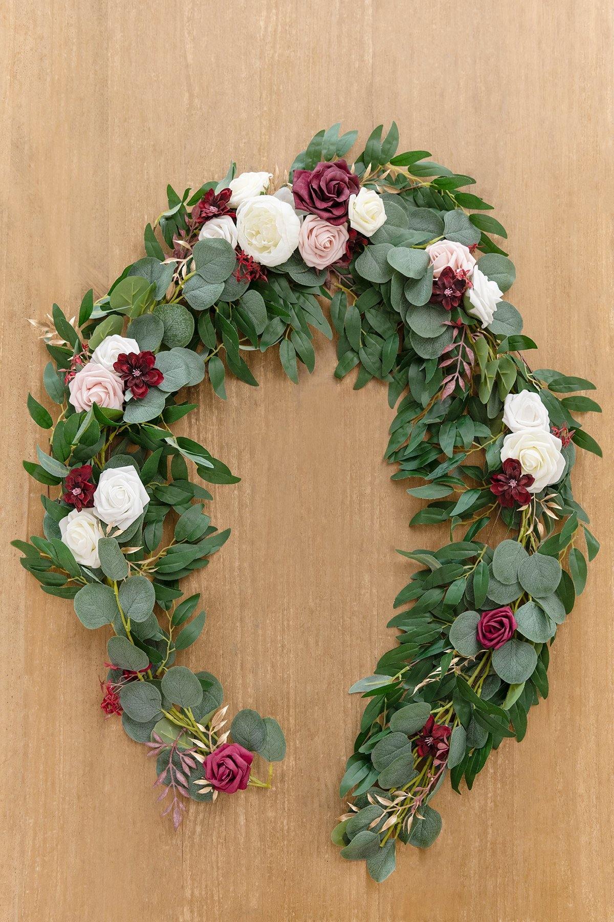 Eucalyptus and Willow Leaf Flower Garland 6.5FT - Marsala - lingsDev