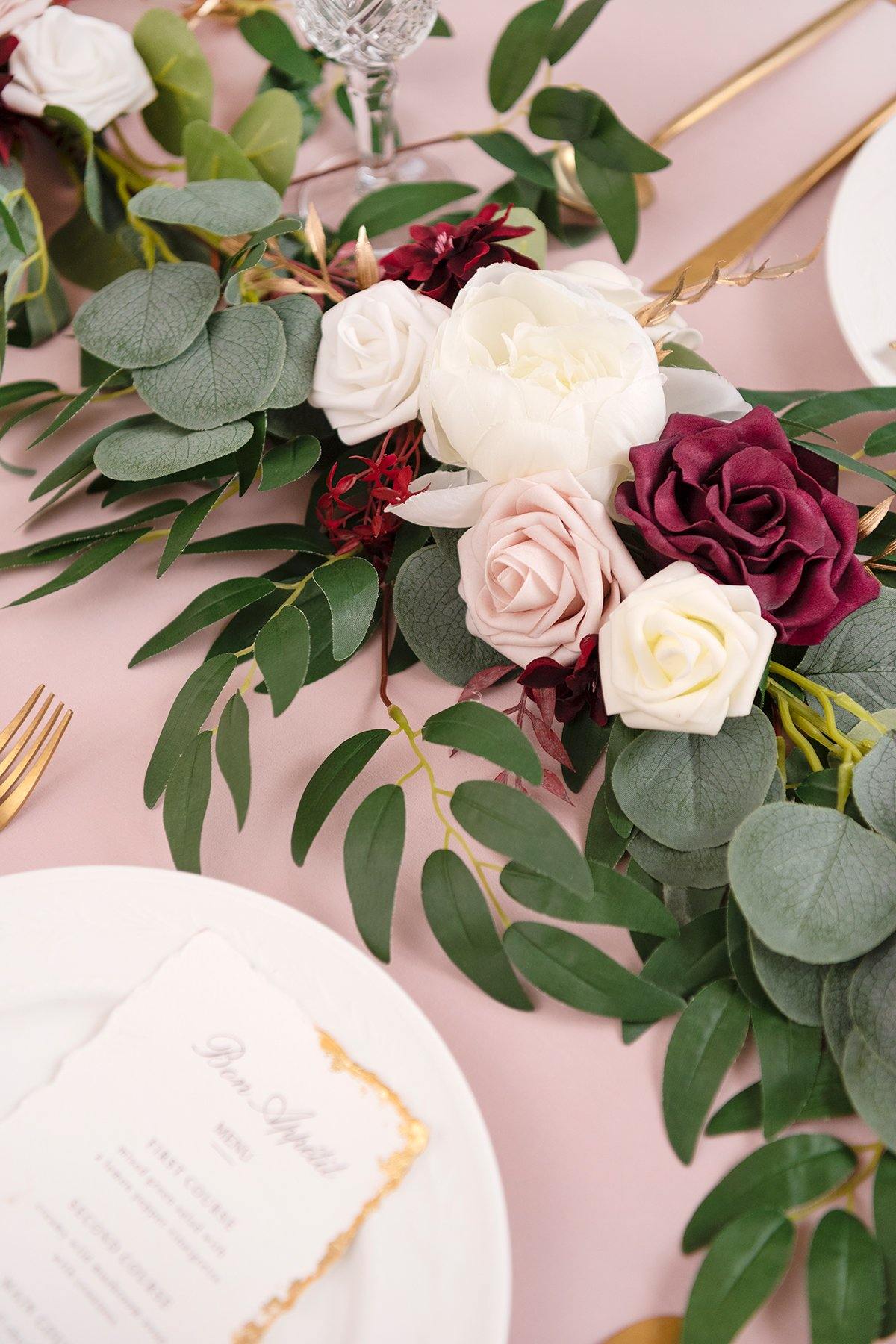 Eucalyptus and Willow Leaf Flower Garland 6.5FT - Marsala - lingsDev