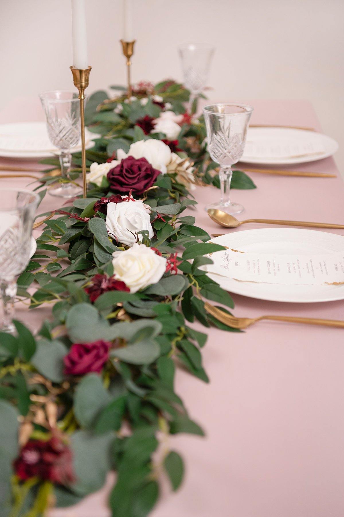 Eucalyptus and Willow Leaf Flower Garland 6.5FT - Marsala - lingsDev