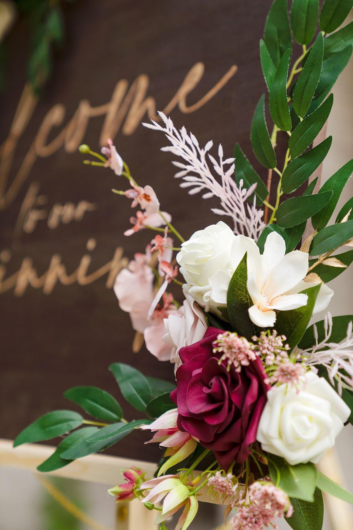 Flower Sign Décor (Set of 2) - Passionate Marsala - lingsDev
