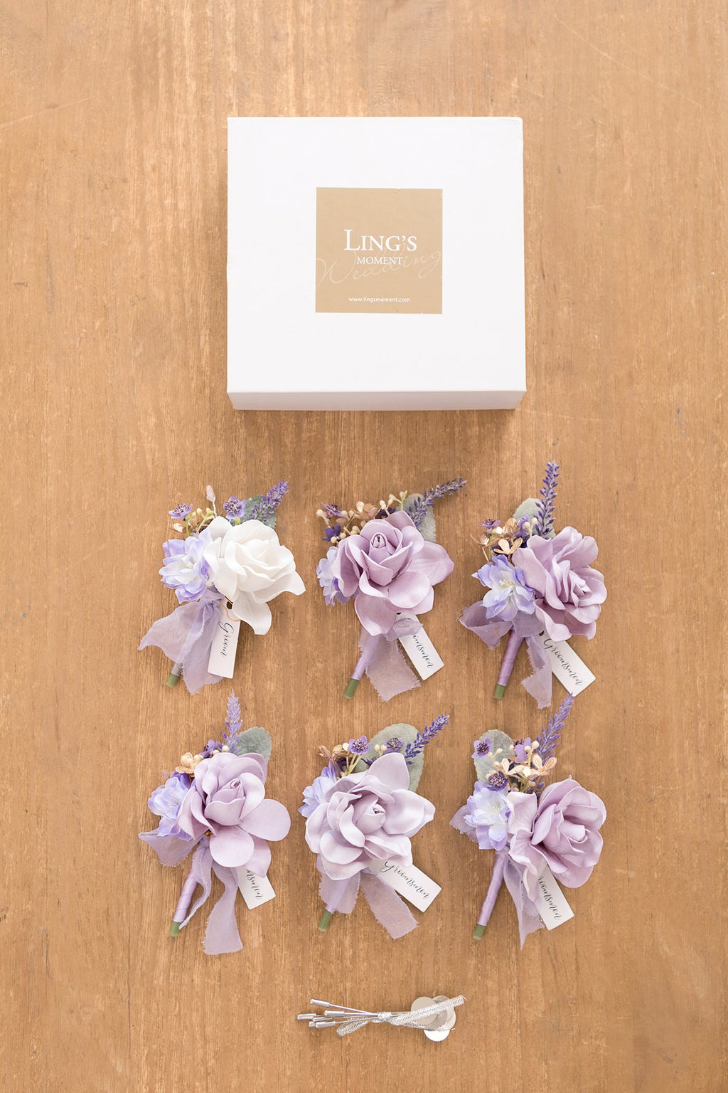 Wedding Boutonnieres (Set of 6) - Lilac - lingsDev