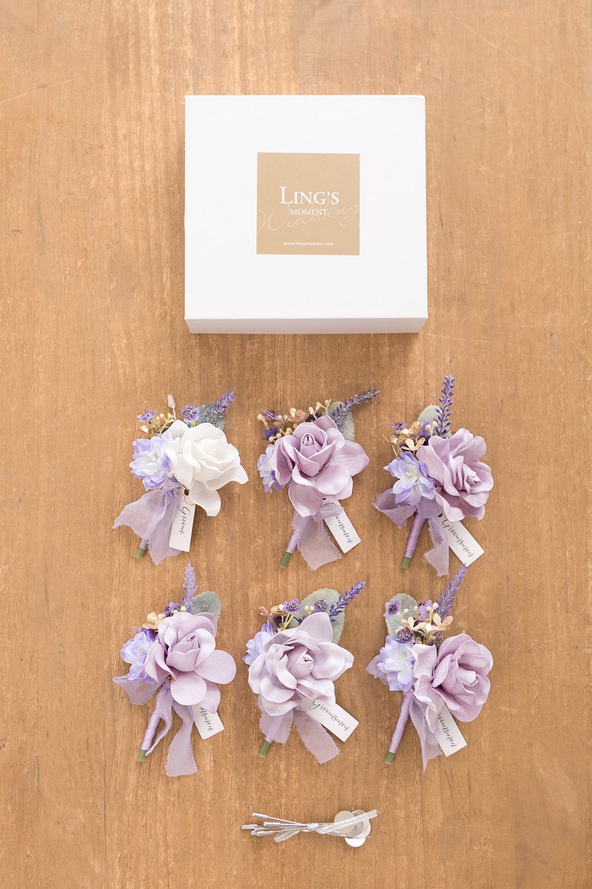 Wedding Boutonnieres (Set of 6) - Lilac - lingsDev