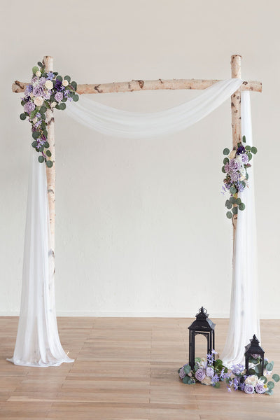 Flower Arch Décor with Sheer Drape (Set of 2) - Lilac Purple - lingsDev