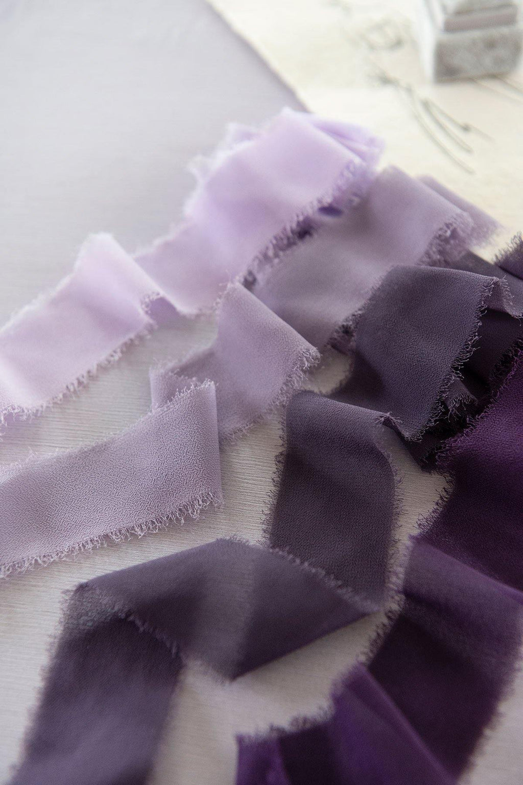 1.5"w x 1.5 Yard Chiffon Ribbons Sample Swatch Card - 5 Tones - lingsDev