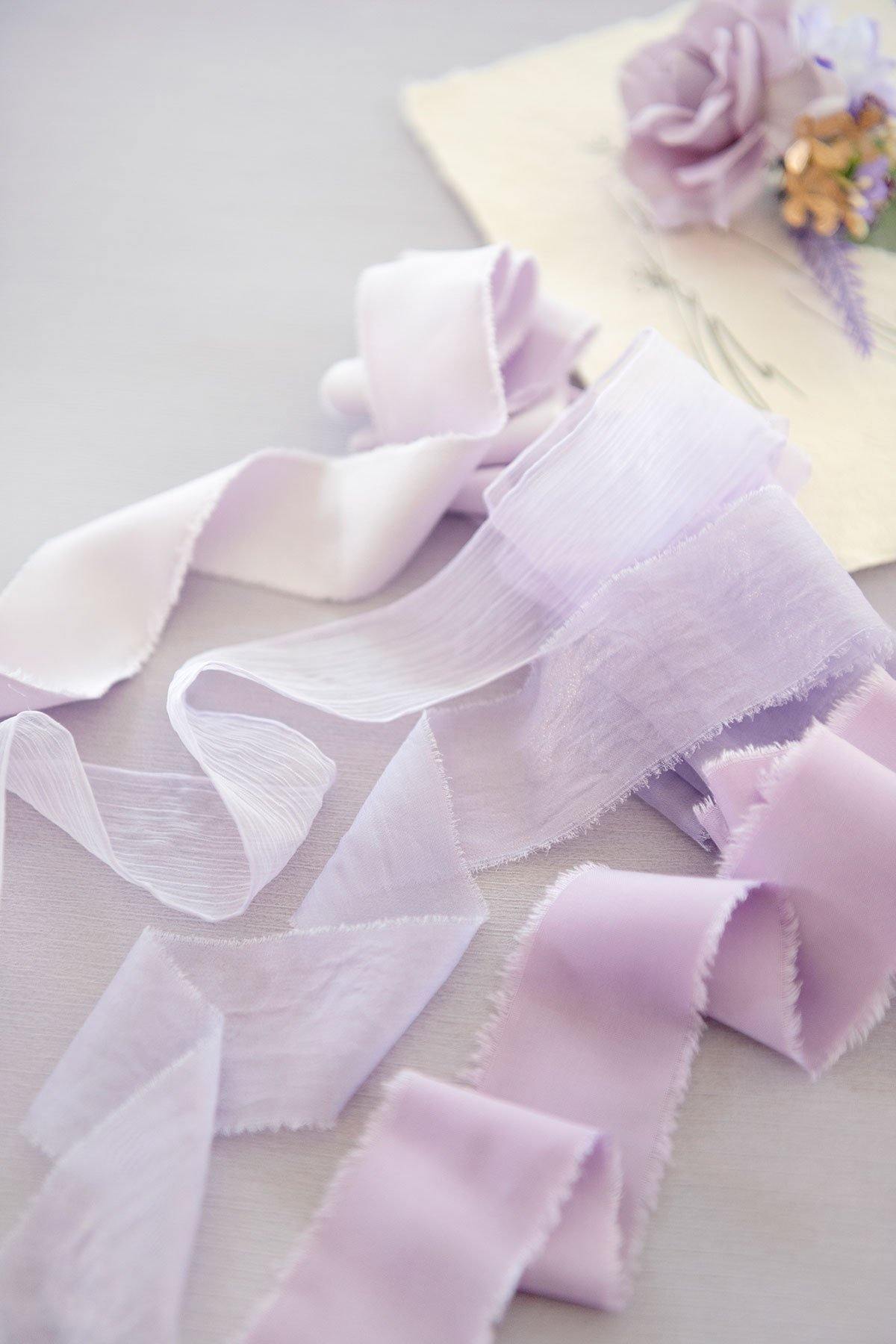 1.5"w x 1.5 Yard Chiffon Ribbons Sample Swatch Card - 5 Tones - lingsDev