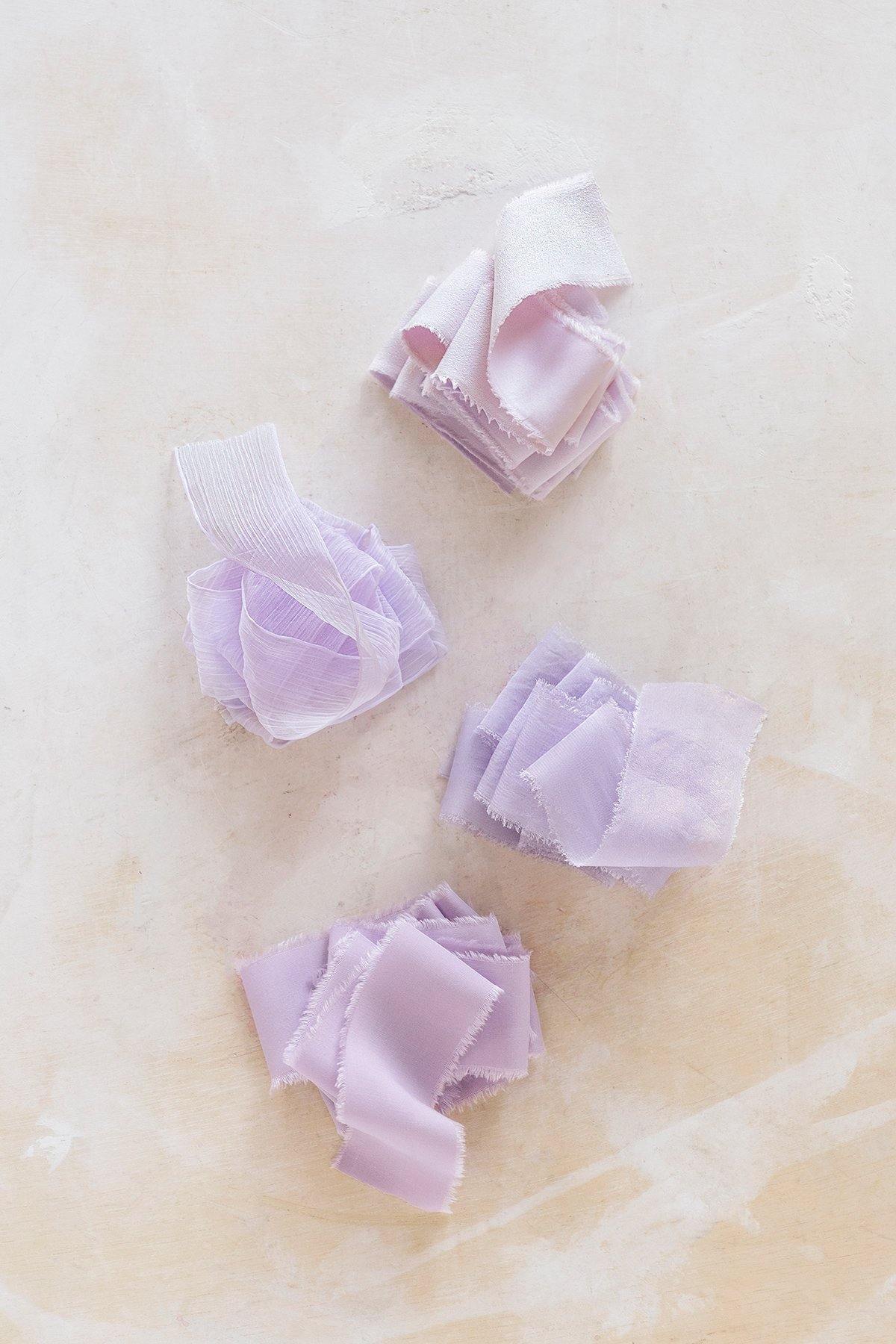 1.5"w x 1.5 Yard Chiffon Ribbons Sample Swatch Card - 5 Tones - lingsDev