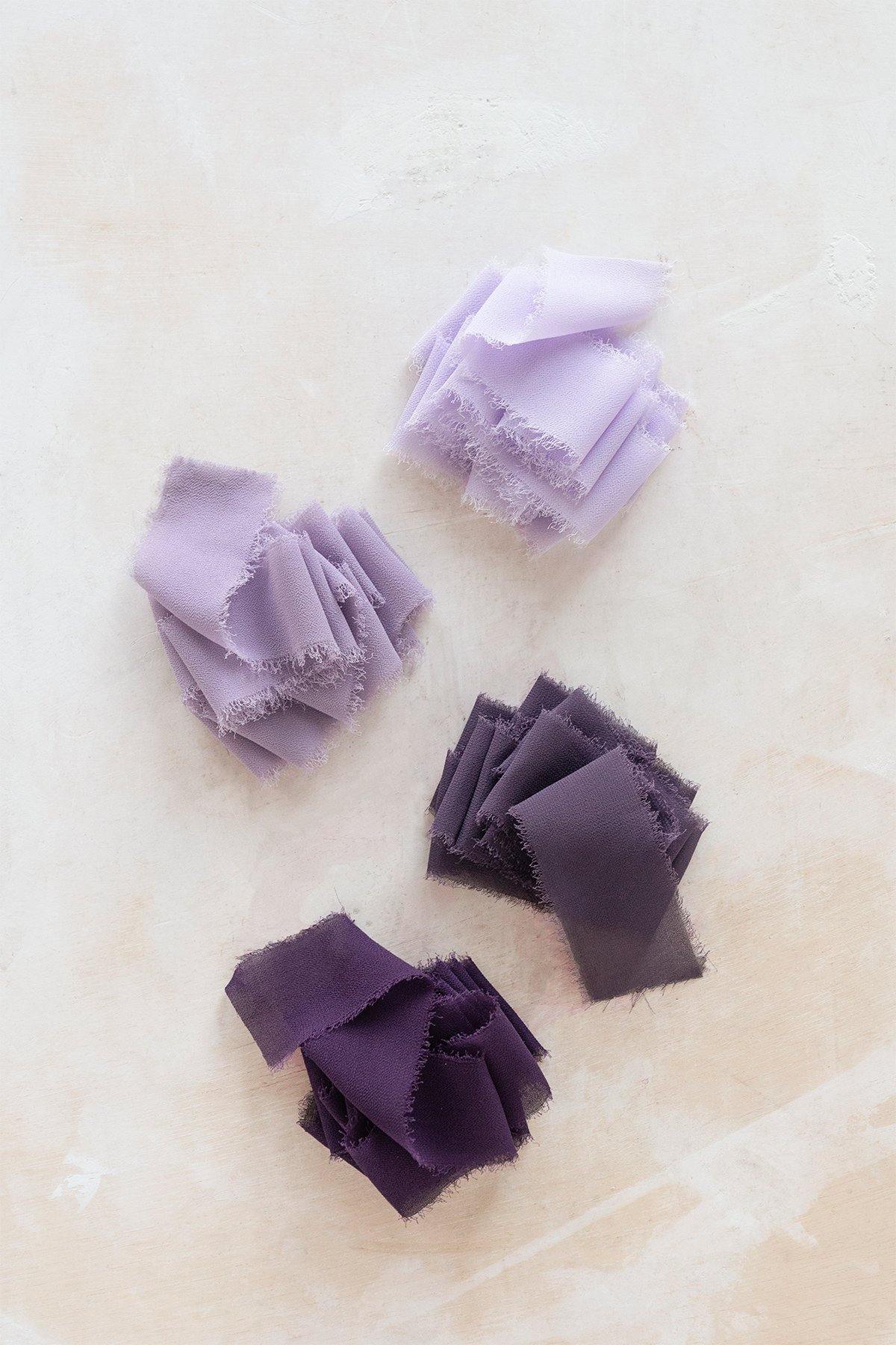 1.5"w x 1.5 Yard Chiffon Ribbons Sample Swatch Card - 5 Tones - lingsDev