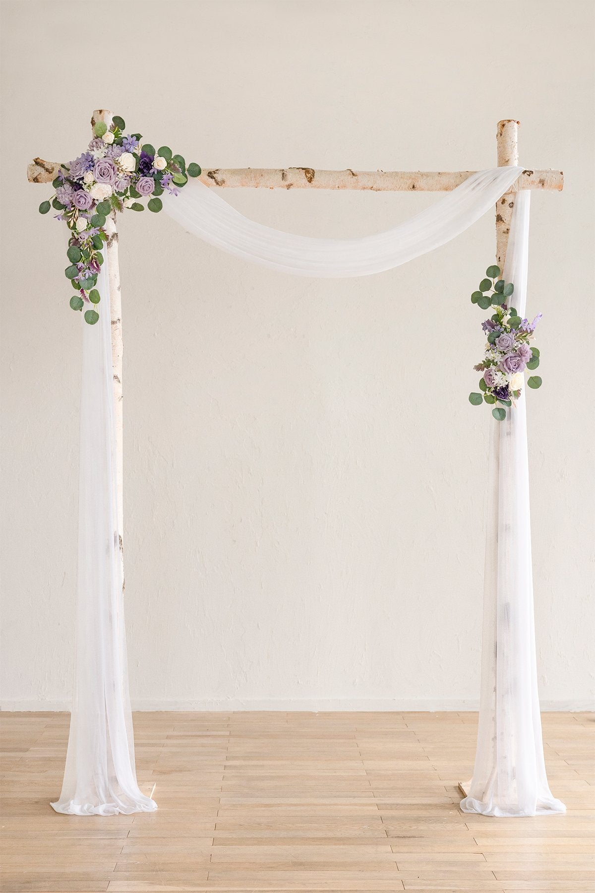 Flower Arch Décor with Sheer Drape (Set of 2) - Lilac Purple - lingsDev