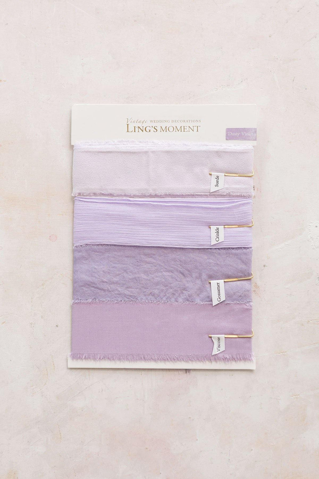 1.5"w x 1.5 Yard Chiffon Ribbons Sample Swatch Card - 5 Tones - lingsDev
