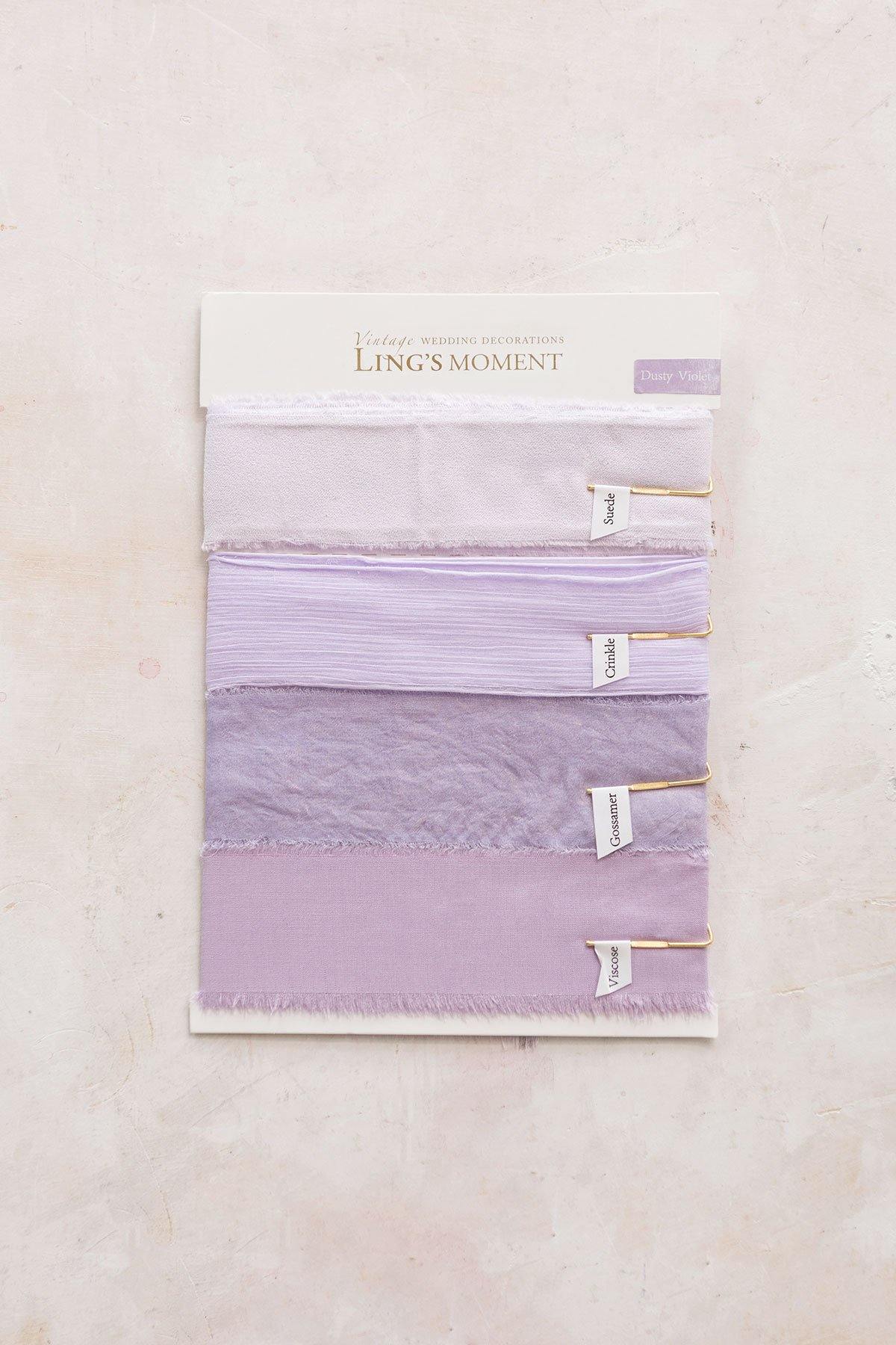 1.5"w x 1.5 Yard Chiffon Ribbons Sample Swatch Card - 5 Tones - lingsDev