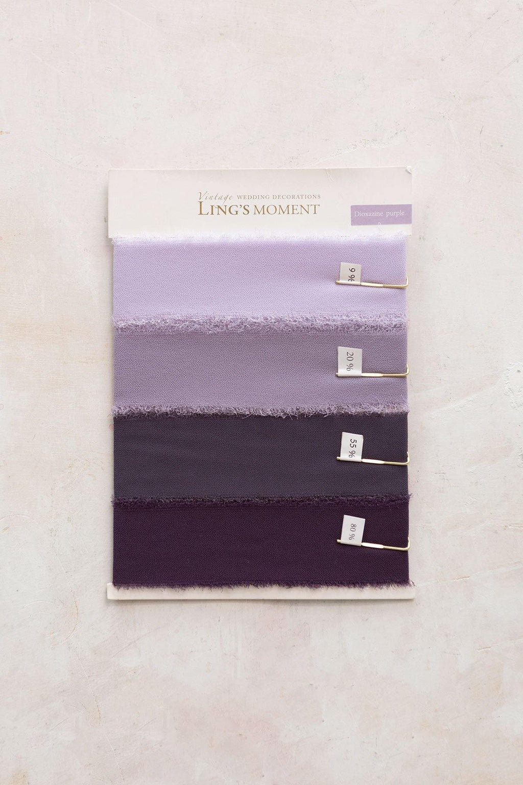 1.5"w x 1.5 Yard Chiffon Ribbons Sample Swatch Card - 5 Tones - lingsDev