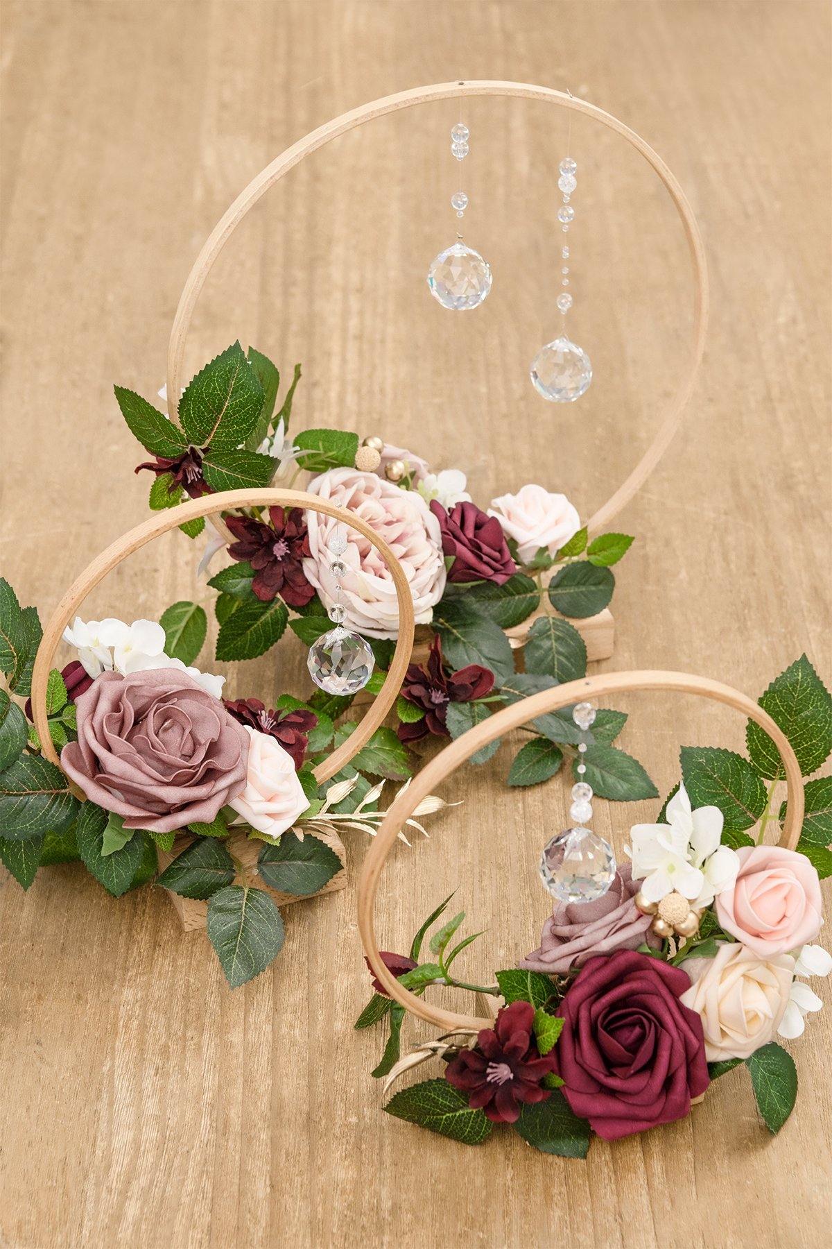 Wood Floral Centerpieces (Set of 3) - Dusty Rose - lingsDev