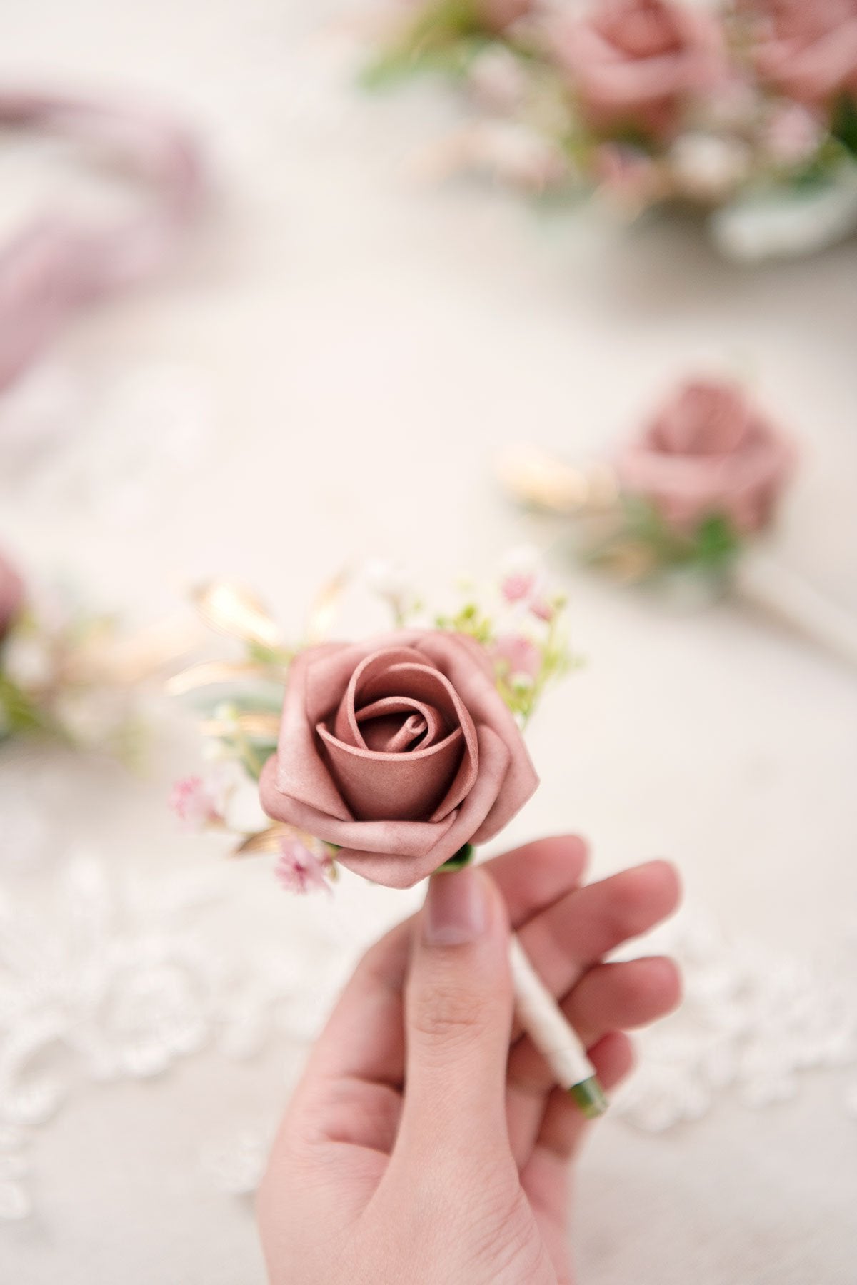 Wedding Boutonnieres (Set of 10) - Dusty Rose - lingsDev