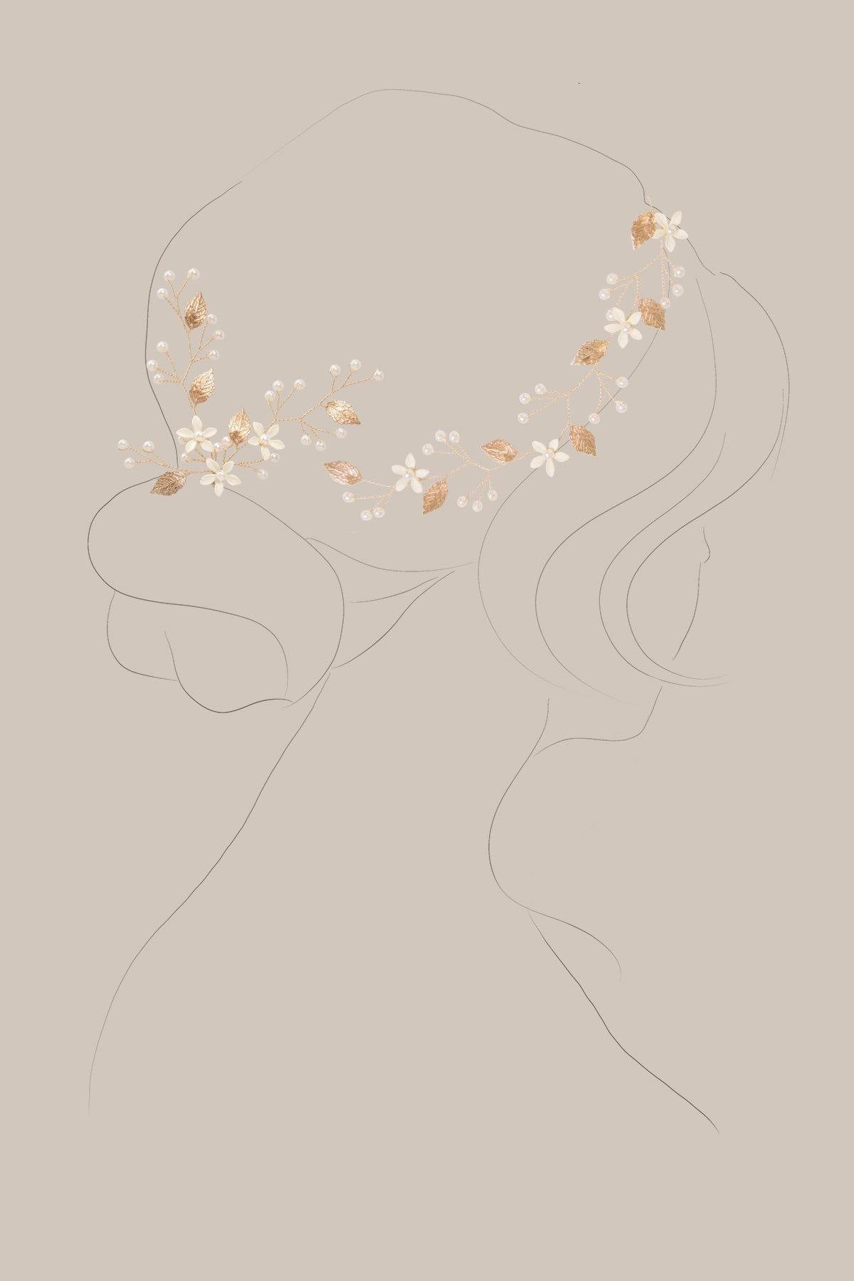 Elegant Creamy White Floral Metal Hair Vine & Pins (Set of 3) - lingsDev