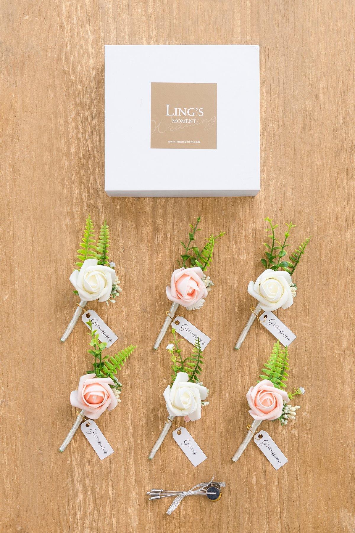 Wedding Boutonnieres (Set of 6) - Blush - lingsDev