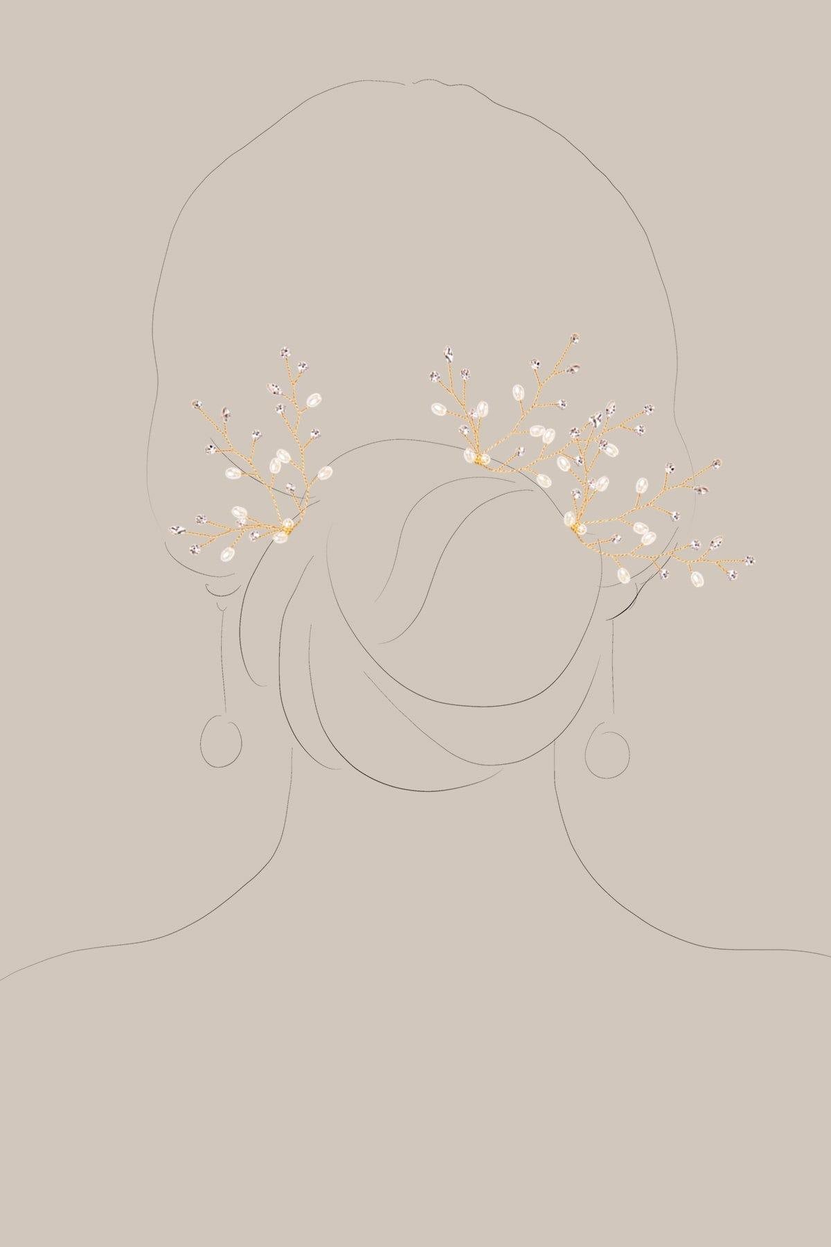 Delicate Rhinestone Pearl Hair Pins (Set of 6) - lingsDev