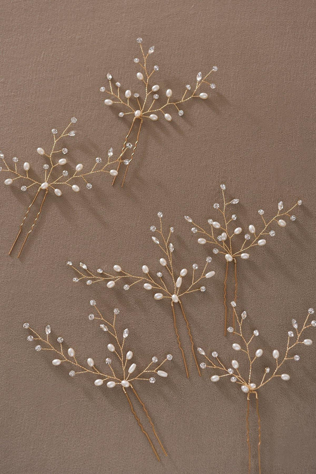 Delicate Rhinestone Pearl Hair Pins (Set of 6) - lingsDev