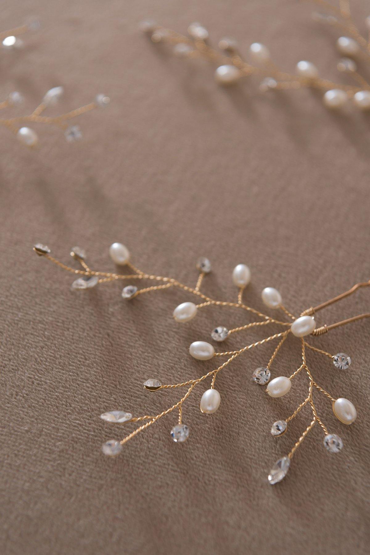 Delicate Rhinestone Pearl Hair Pins (Set of 6) - lingsDev