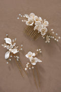 Elegant Polymer Clay Flower Hair Comb & Pins (Set of 3) - lingsDev