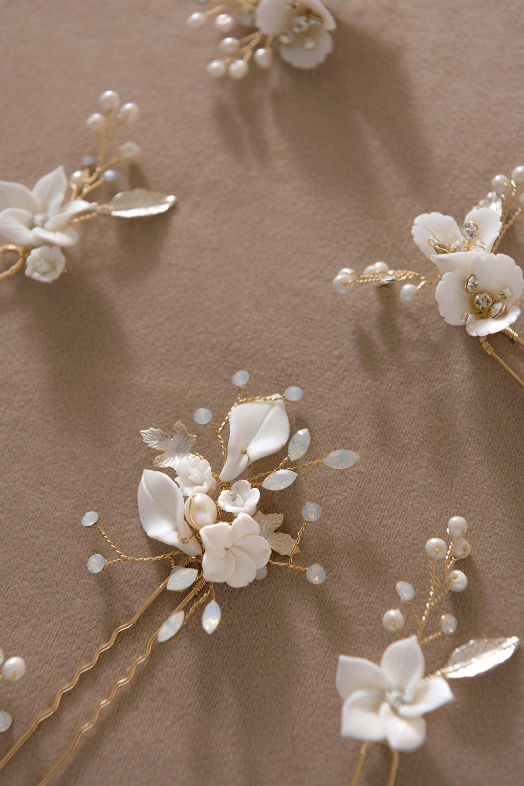 Elegant Polymer Clay Flower Hair Pins (Set of 6) - lingsDev