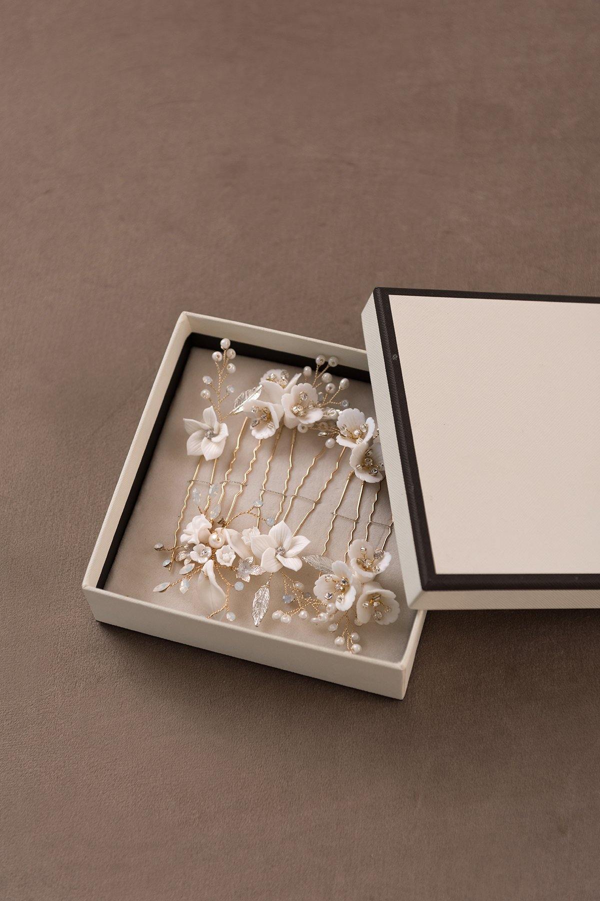 Elegant Polymer Clay Flower Hair Pins (Set of 6) - lingsDev