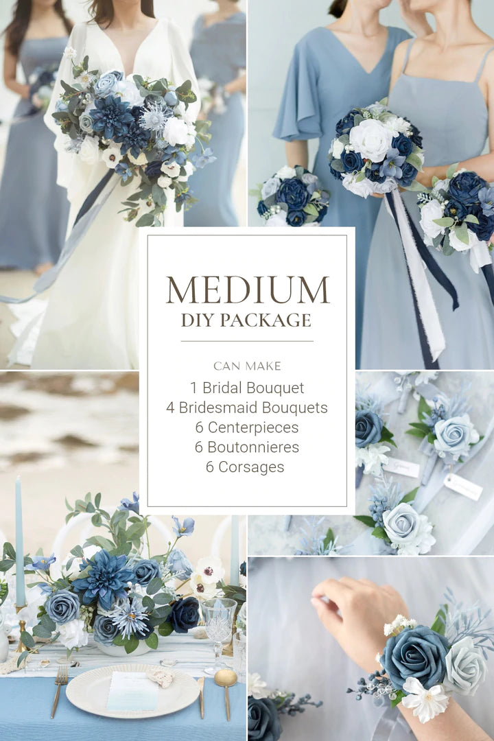 Dusty Blue & Navy DIY Wedding Flower Packages