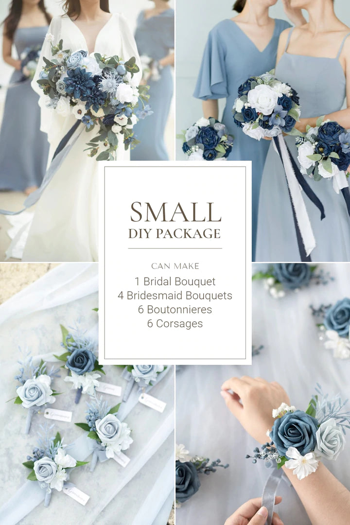 Dusty Blue & Navy DIY Wedding Flower Packages