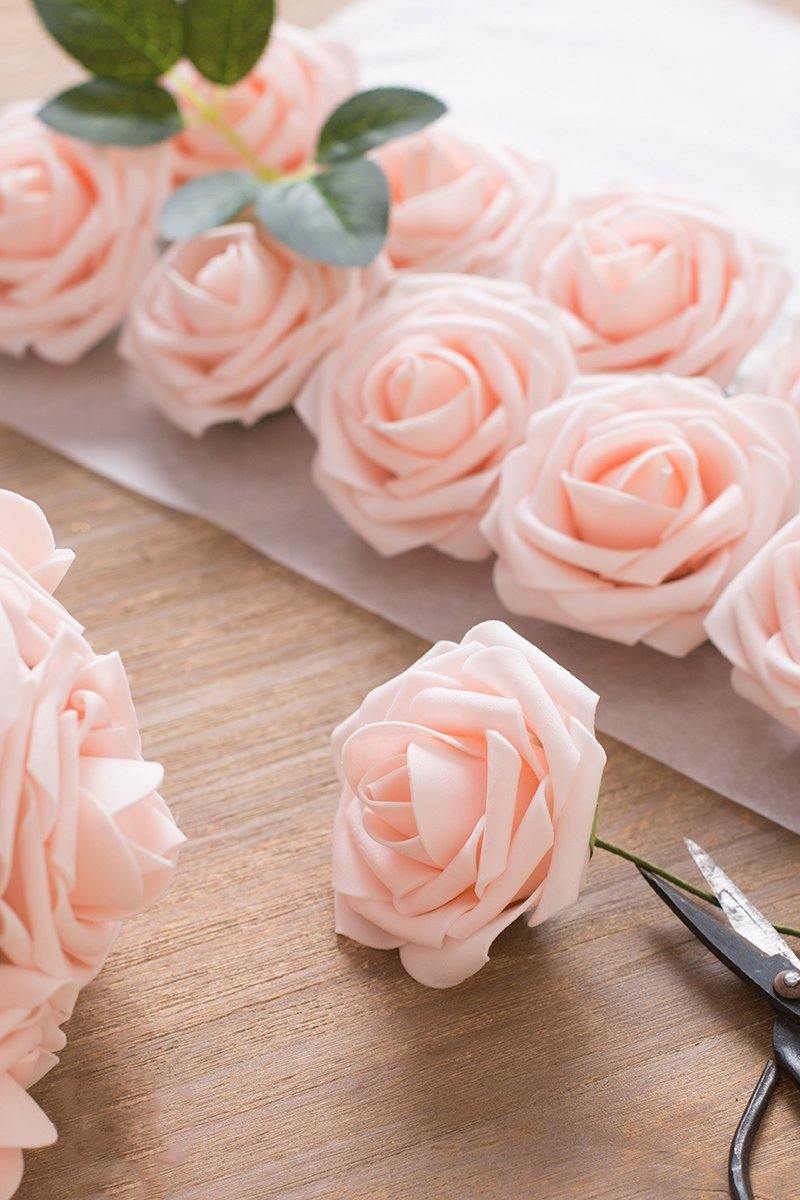 3" Foam Rose with Stem - Blush & Pink - lingsDev