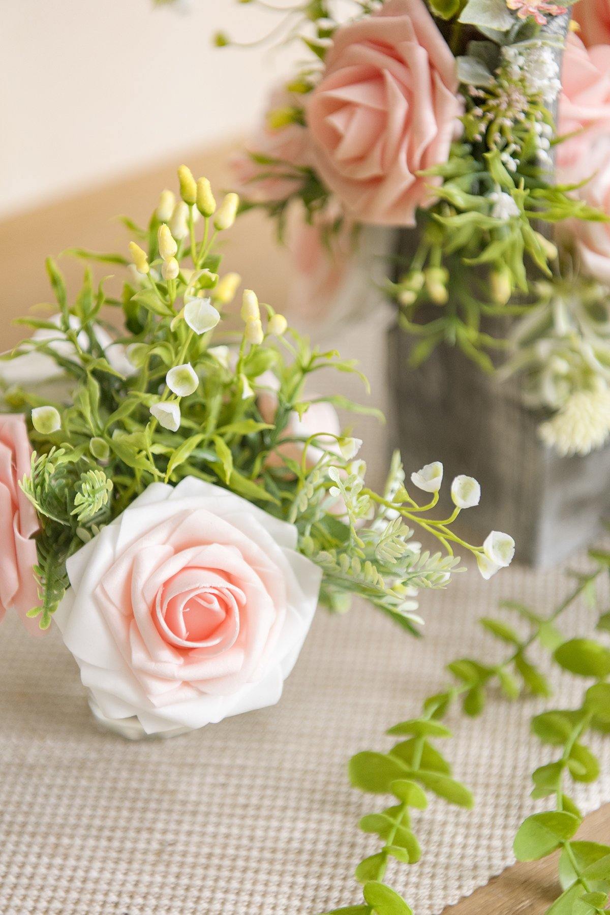 3" Foam Rose with Stem - Blush & Pink - lingsDev