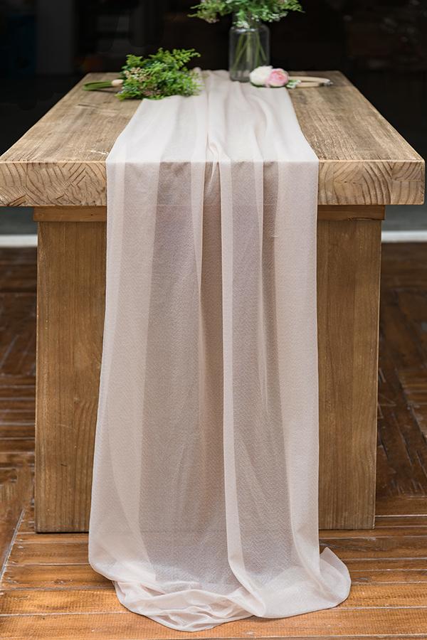 Romantic Sheer Table Runner 29"w x 10FT/14FT - Blush - lingsDev