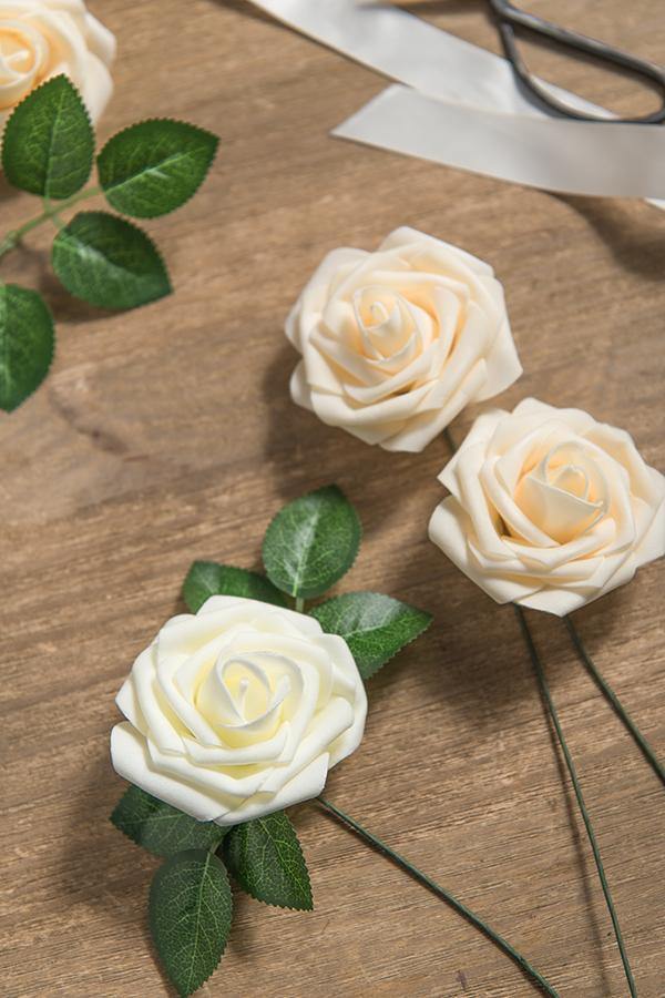 3" Foam Rose with Stem - Natural Whites - lingsDev