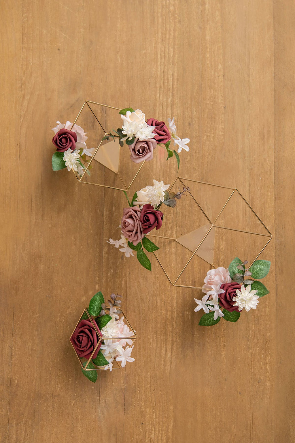 Gold Himmeli Geometric Floral Centerpieces (Set of 3) - Dusty Rose - lingsDev
