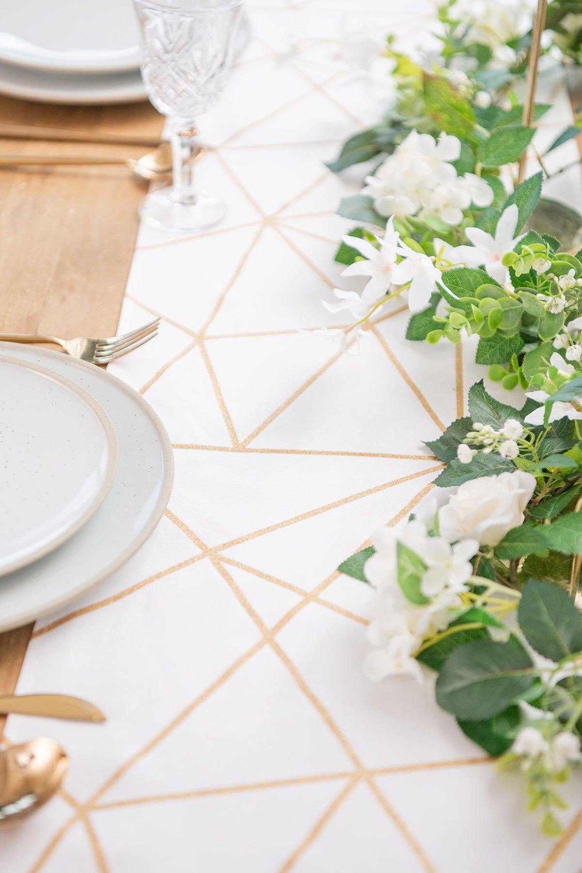 Gold Foil Geometric-Inspired Table Runner - lingsDev