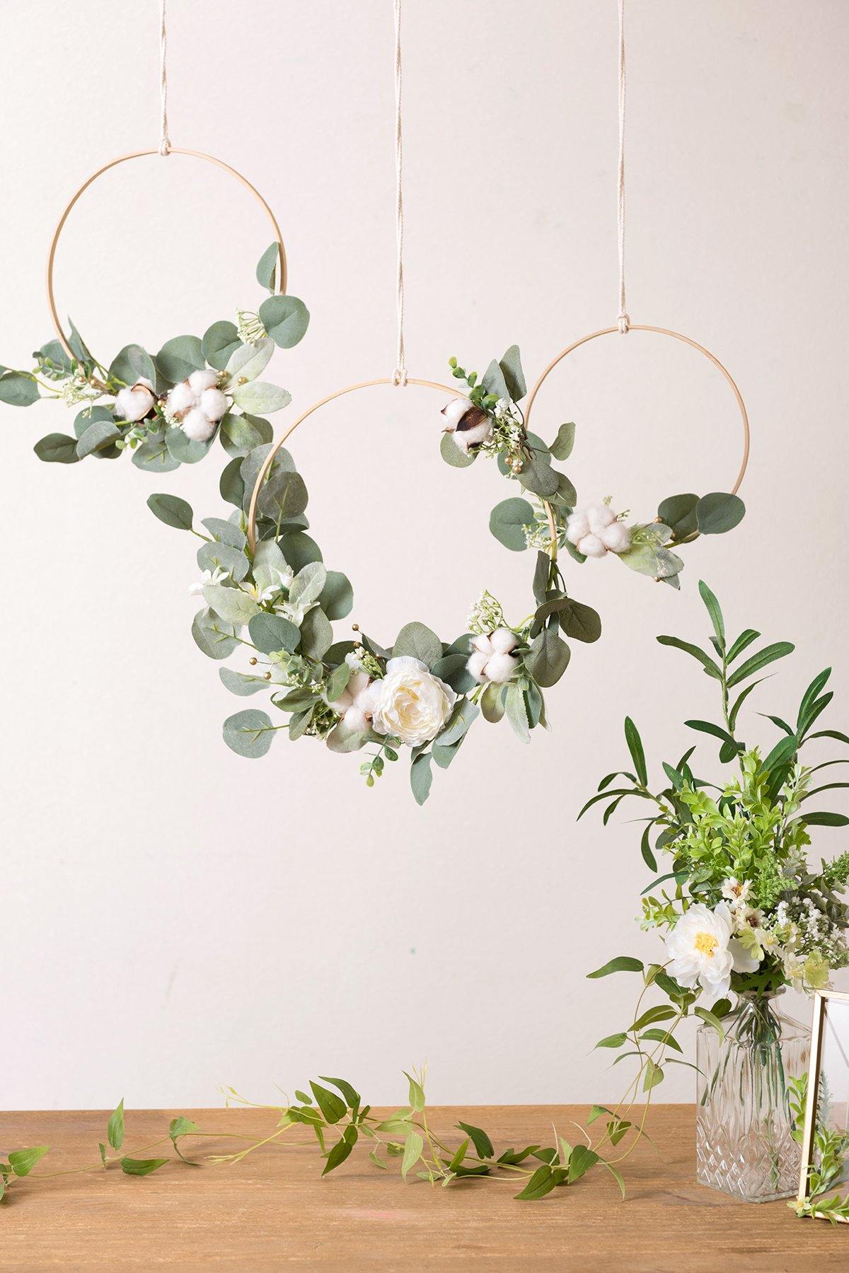 Eucalyptus Wreath for Greenery Wedding Decor (Set of 3) - Ling's moment