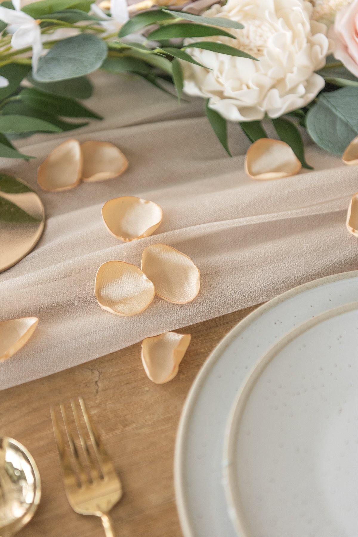 Silk Rose Petals 200pcs/400pcs - Peach & Gold - lingsDev