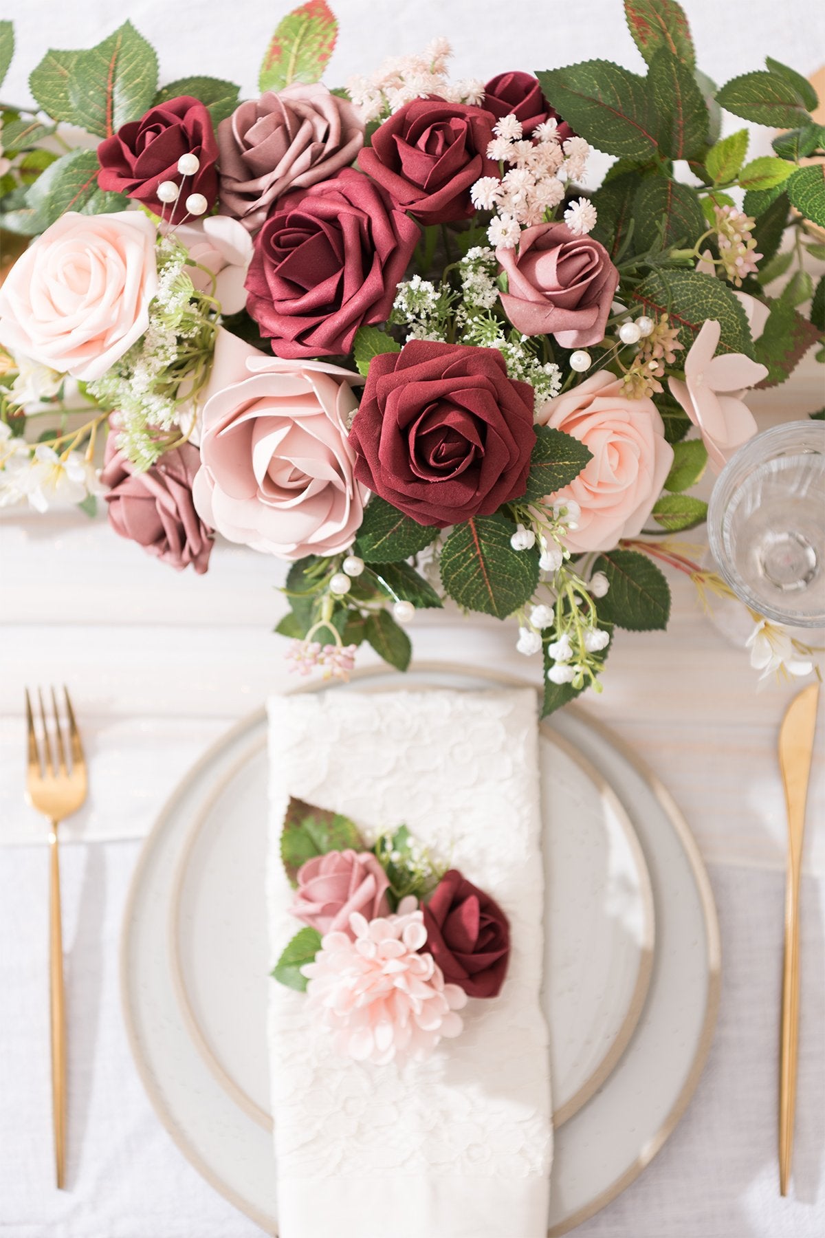 French Dusty Rose & Burgundy Flowers Box Set - 9 Colors - Ling's moment