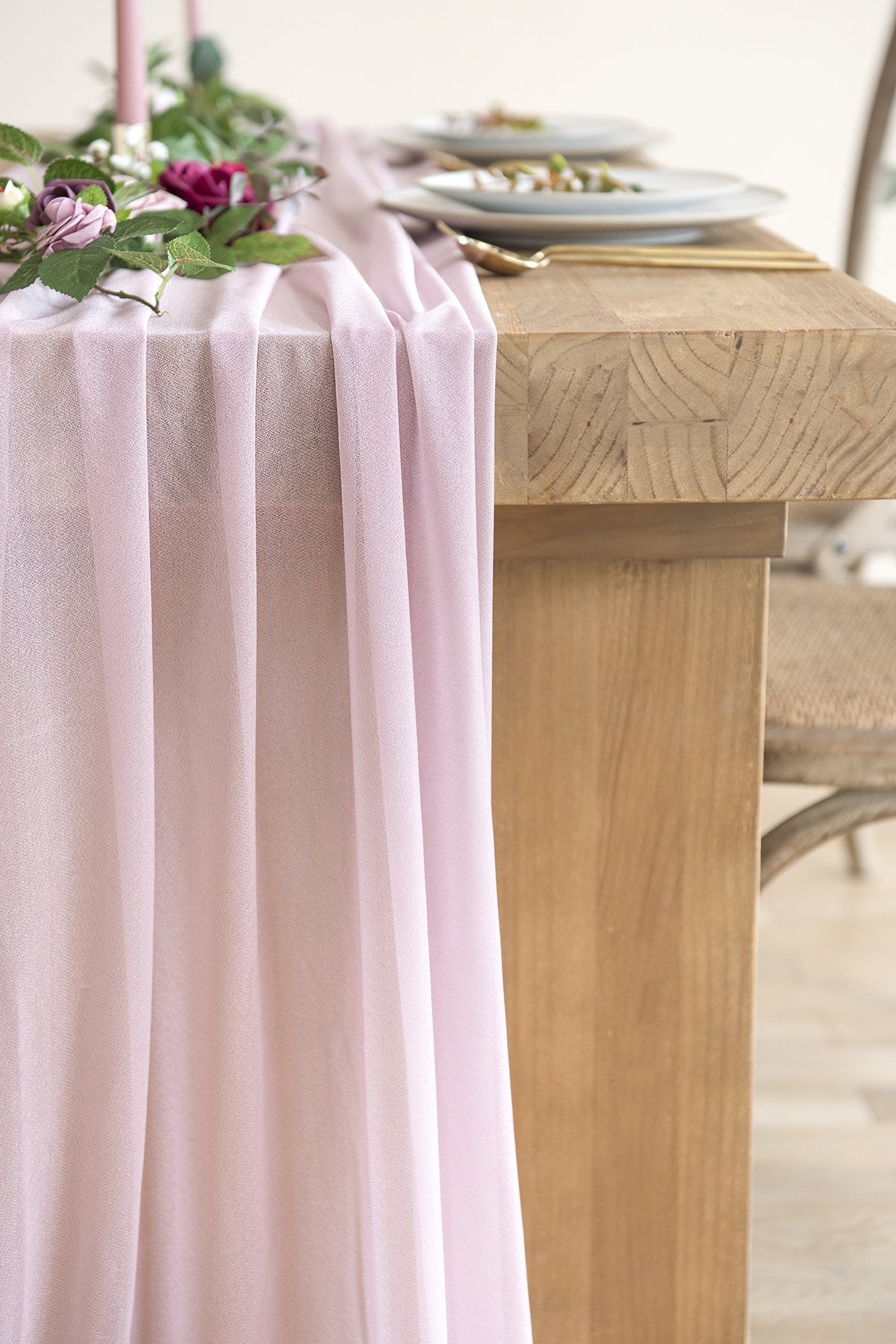 Romantic Sheer Table Runner 29"w x 10FT/14FT - Blush - lingsDev