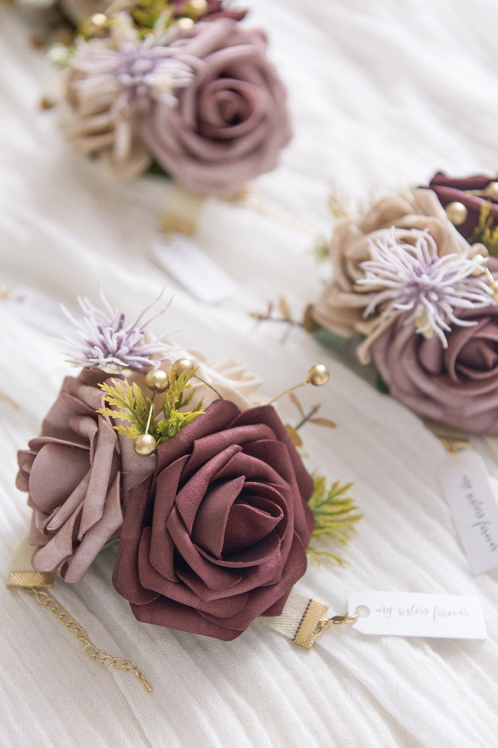 Wrist Corsages (Set of 6) - Burgundy - lingsDev