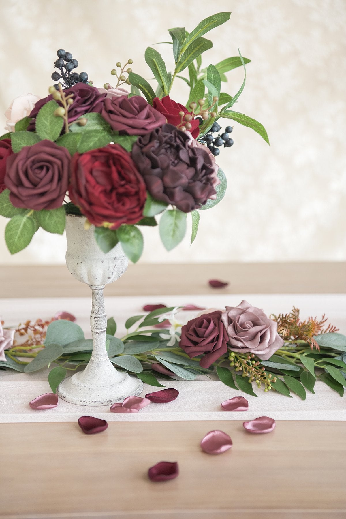 Silk Rose Petals 200/400pcs - Burgundy & Blush - lingsDev