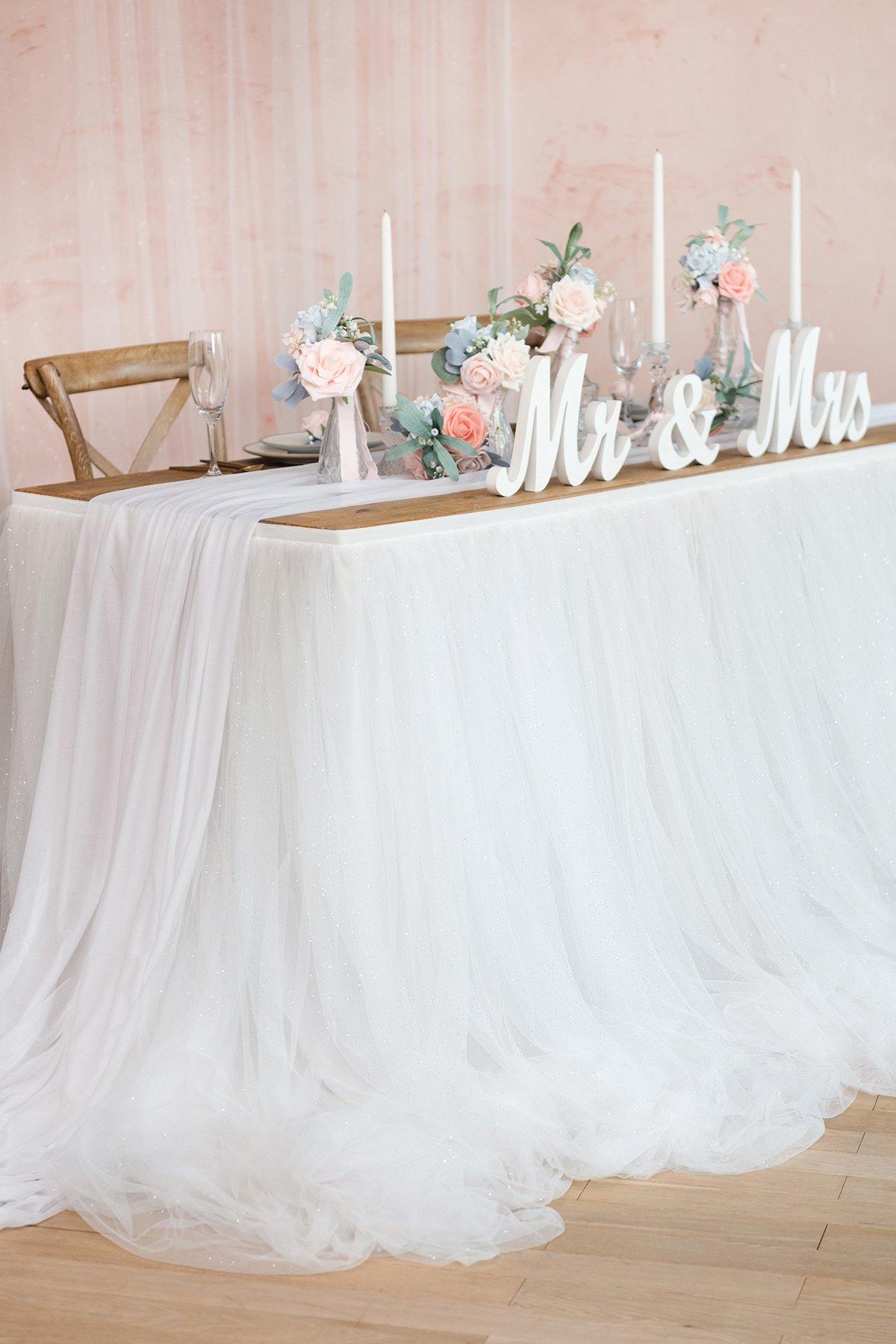 Extra Long Tulle Table Skirt - 3 Colors - lingsDev