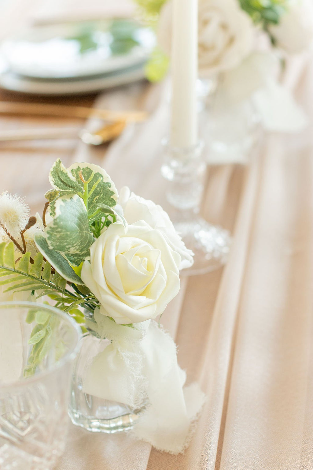 White & Beige Flowers & Greenery for DIY - lingsDev